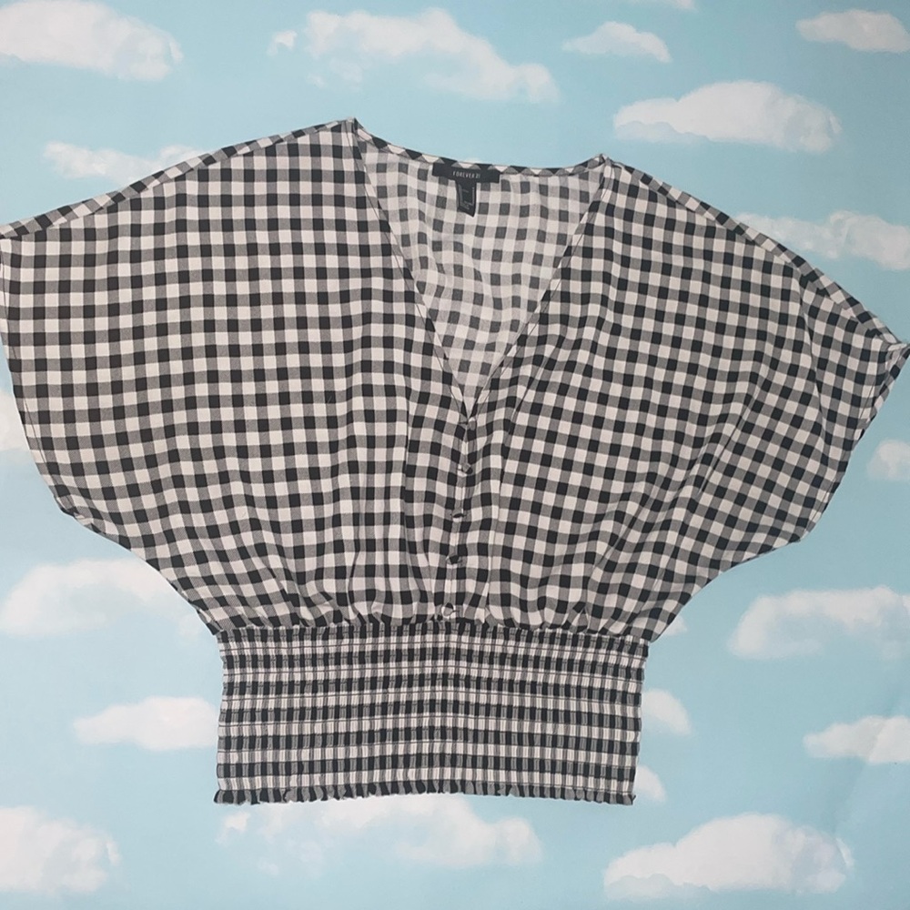 Gingham Print / Black and White Forever 21 Blouse